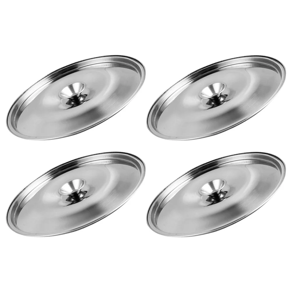 Nesting Bowl Lid Stainless Steel Taste Cup Pan Lids Universal Oil Pot Metal Cover Deep Silver Baking Dish with