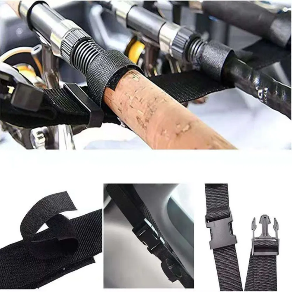 1/2pcs Black Vehicle Fishing Rod Storage Rack Adjustable With Magic Stickers Fishing Vehicle Rod Carrier