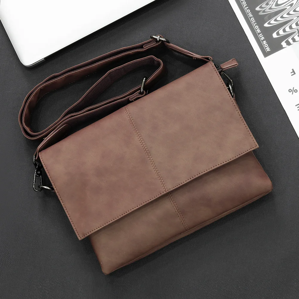 New PU Leather Briefcase Computer Laptop Bag Vintage Business handbags Men Travel Bags Retro Briefcase Brown Crossbody Bags 2023