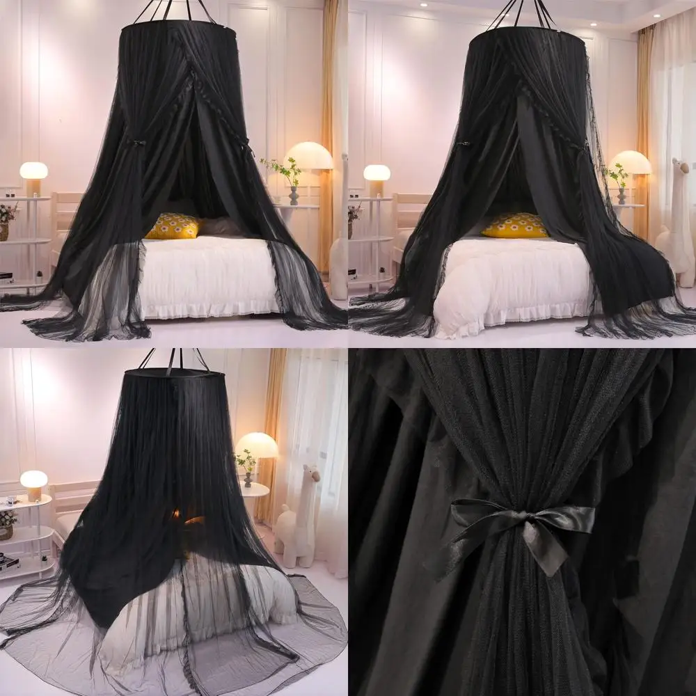 

Elegant Princess-Style Round Dome Canopy Bed Curtain with Double Layer for Girls and Adults, Dreamy Mosquito Net, Adorable Bedro