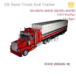 Moc 46978 US Semi Truck And 50070 Trailer Model With PDF Drawings Building Blocks Bricks Kids DIY Birthday Christmas Gifts