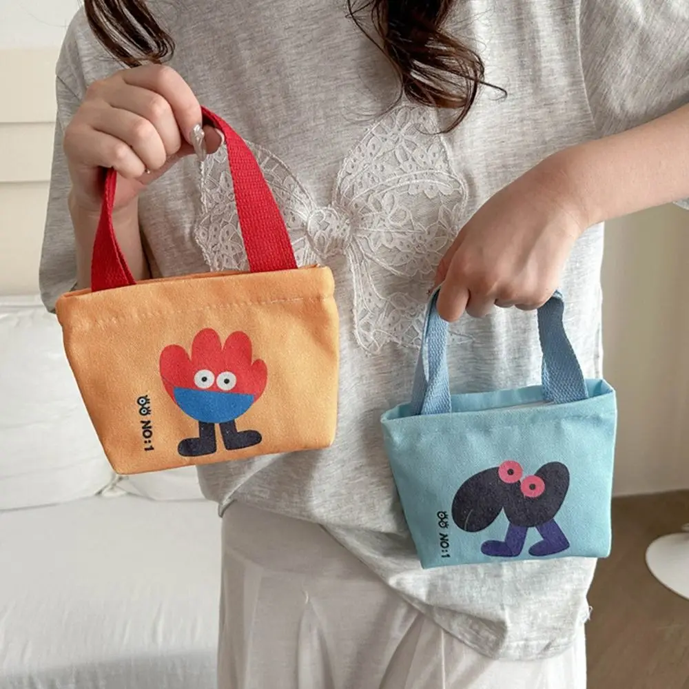 New Mini Canvas Bag Cartoon Women's Handbag Korean Style Small Bags Cute Hand Lunch Bag Casual Tote Bags Hand Snack Bag Chang