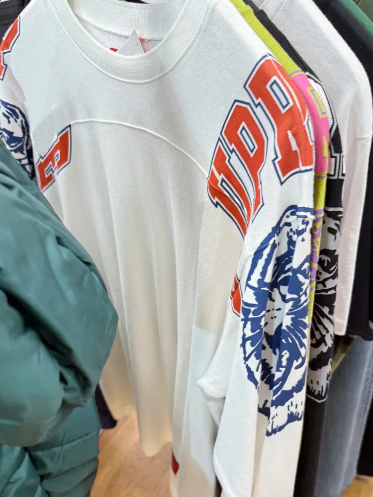 Long Sve Tiger Head Print T-irt Fooall Jersey Mascot LS Logo 66 Number Cotton Breathable Comfortable ex T-irt
