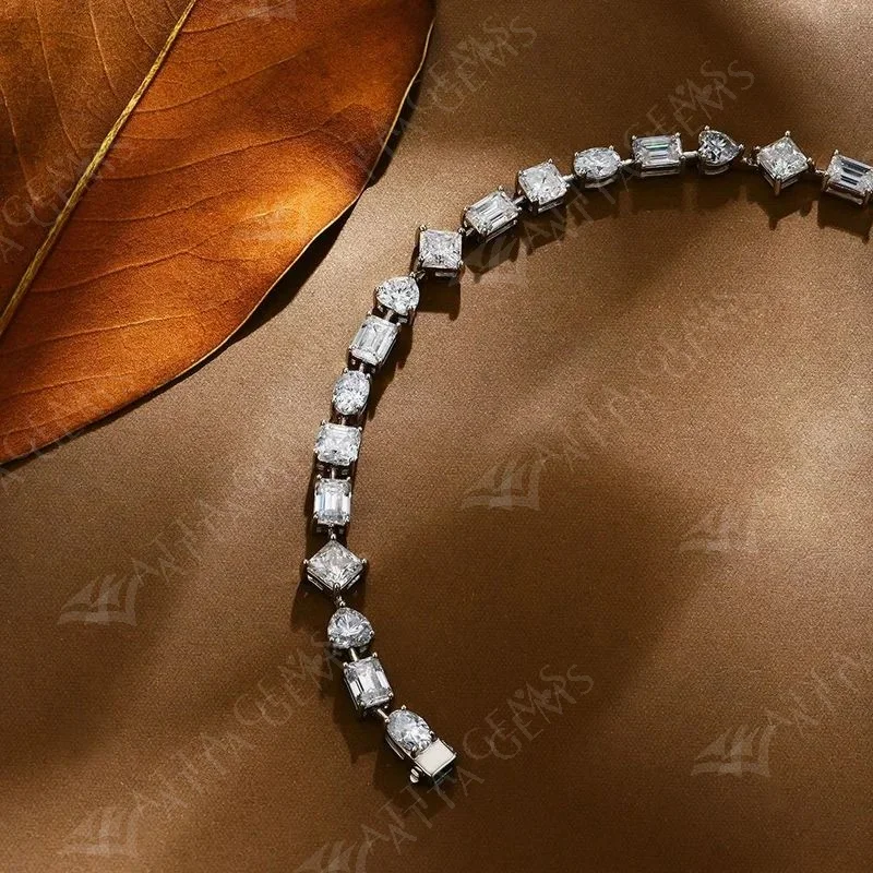ATTAGEMS D Color All Moissanite Bracelet for Women Men 100% 925 Sterling Silver Diamong Wedding Bridal Luxury Hand Jewelry Gift