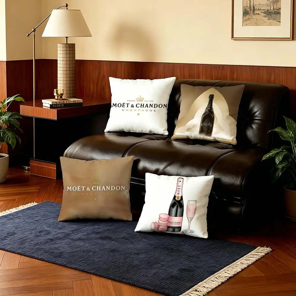 Capa de Almofada Glam M-Moet & ChandonS 4 Peças Ultra Macia de Pelúcia Curta 40x40 45x45 Boho para Sofá e Quarto