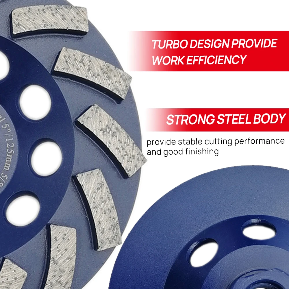 DT-DIATOOL 1pc Dia 100/115/125/180mm Diamond Spiral Turbo Cup Grinding Wheel For Concrete Hard Stone Granite M14 or5/8-11 Thread