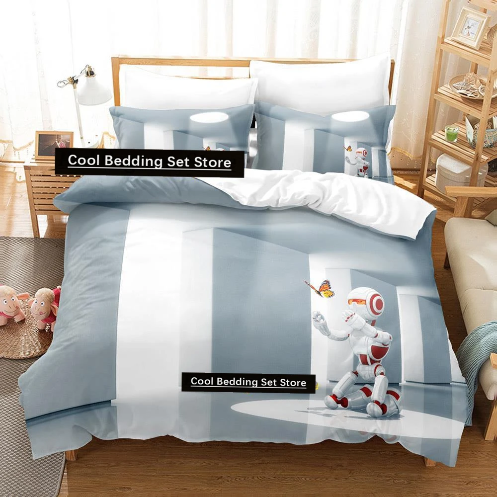 

New Sci Fi Robot Bedding Set Single Twin Full Queen King Size Bed Set Adult Kid Bedroom Duvetcover Sets Anime parure de lit Bed