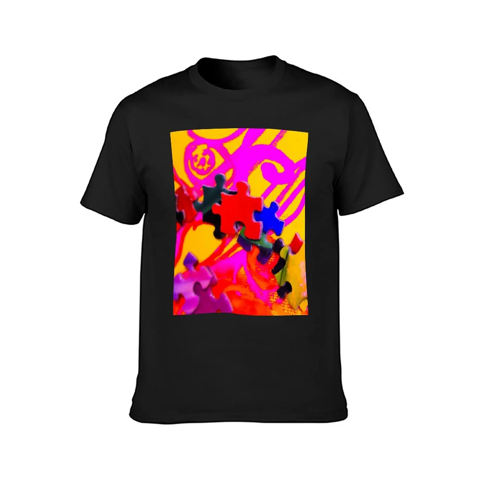 Pink Tinted Puzzle Piece Swirl T-Shirt Aesthetic clothing cute tops customs design your own sports fans mens t shirt graphic image 2