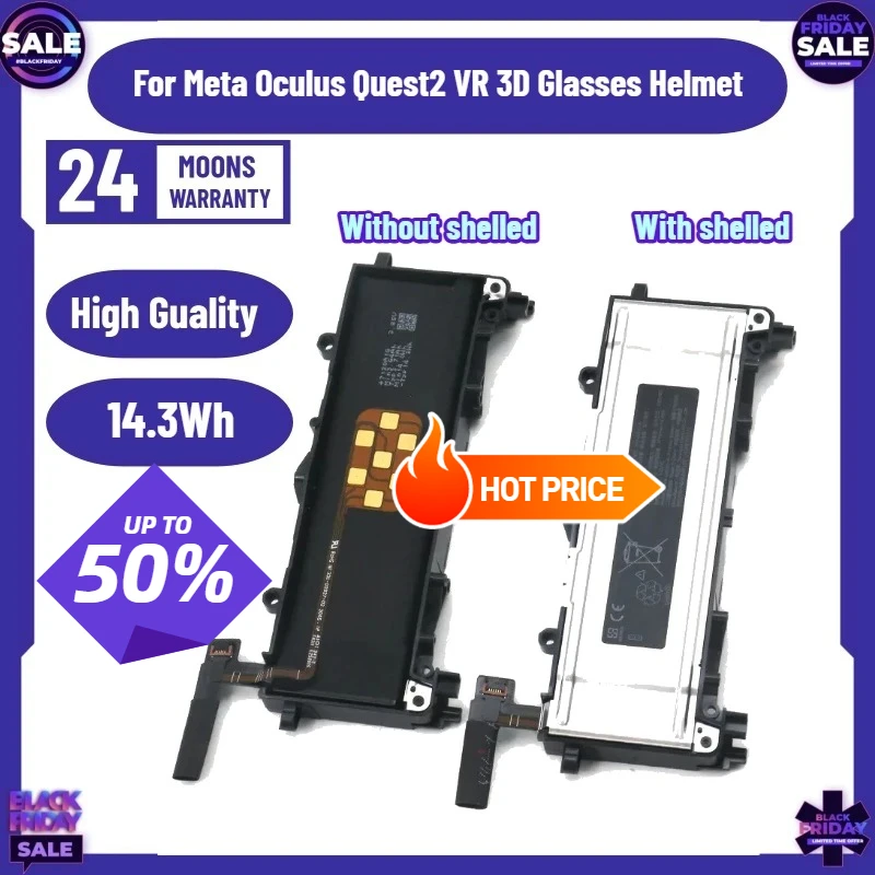 New High-quality 345-00550-A Battery3.85V 3710mAh Battery for Meta Oculus Quest2 VR 3D Glasses Helmet