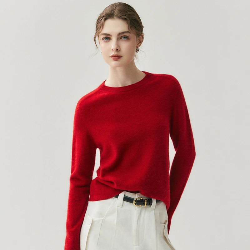 

Autumn Winter Luxury Women's 100% Cashmere Sweater O-Neck Soft Warm Pullover Wide Legs Cashmere Knitwear Popular Clothing Top