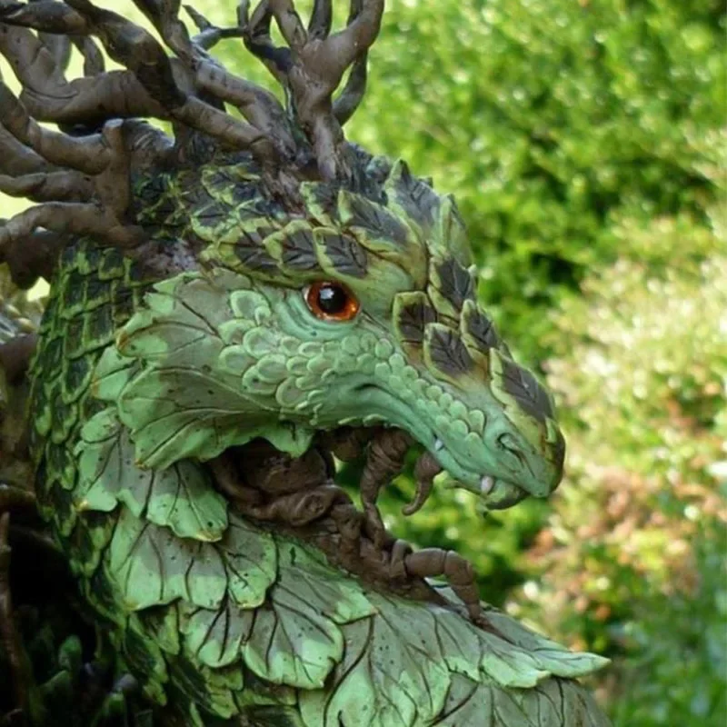 Green Forest Dragon Sculptures Resin Statue Interior Accessories Figurines Living Room Decoration Home Sculpture Decor Luxury