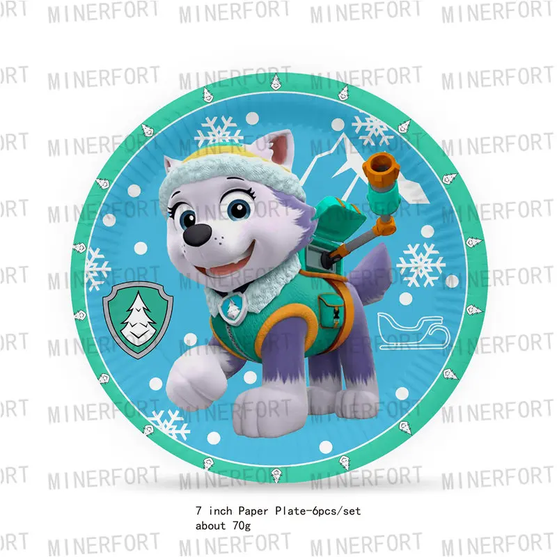 Paw Patrol Everest dekoracja na imprezy tematyczne psy jednorazowe zastawy stołowe papierowe kubki i talerze serwetki Baby Shower dzieci artykuły