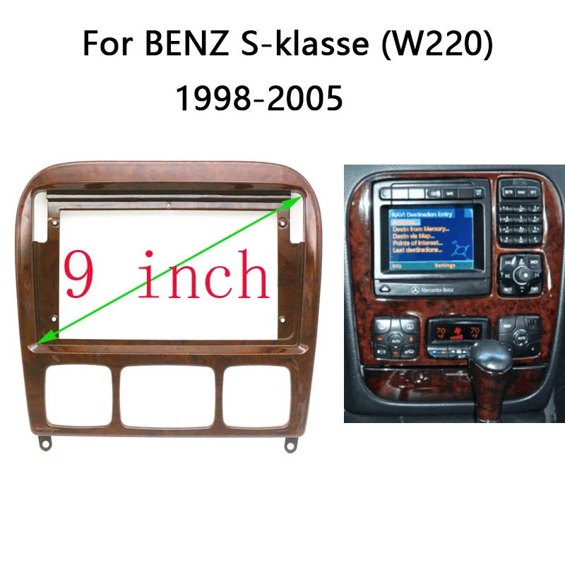 

9 Inch Car Radio Fascia For 1998-2005 BENZ S CLASS W220 Frame Android 2Din MP5 Player Stereo Panel