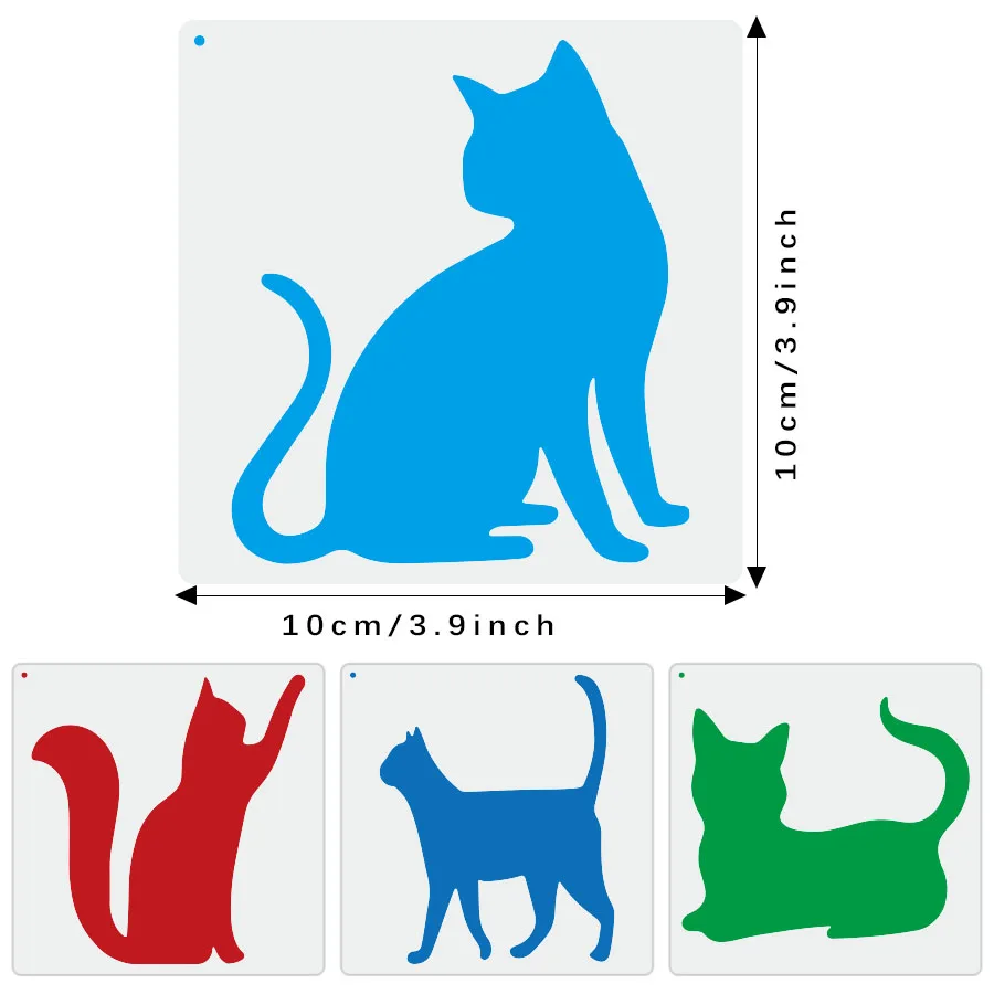 مجموعة استنسل رسم القط مكونة من 12 قطعة |   قوالب PET قابلة لإعادة الاستخدام مقاس 4 بوصة |   الأثاث/ديكور الحائط والحرف اليدوية