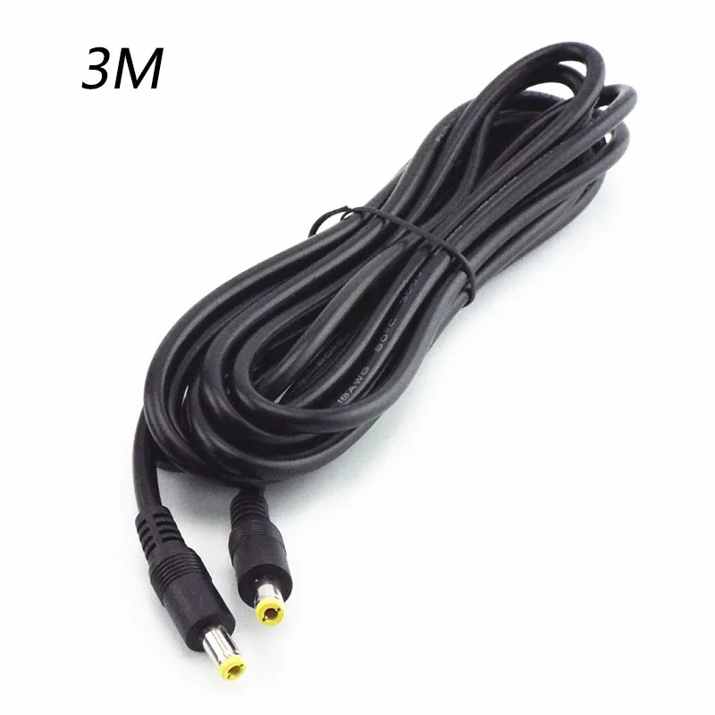 Cable de extensión macho a macho de 12V CC, 0,5 m, 1,5 M, 3m, conector de cable de alimentación, adaptador de 5,5 MM x 2,5mm para fuente de