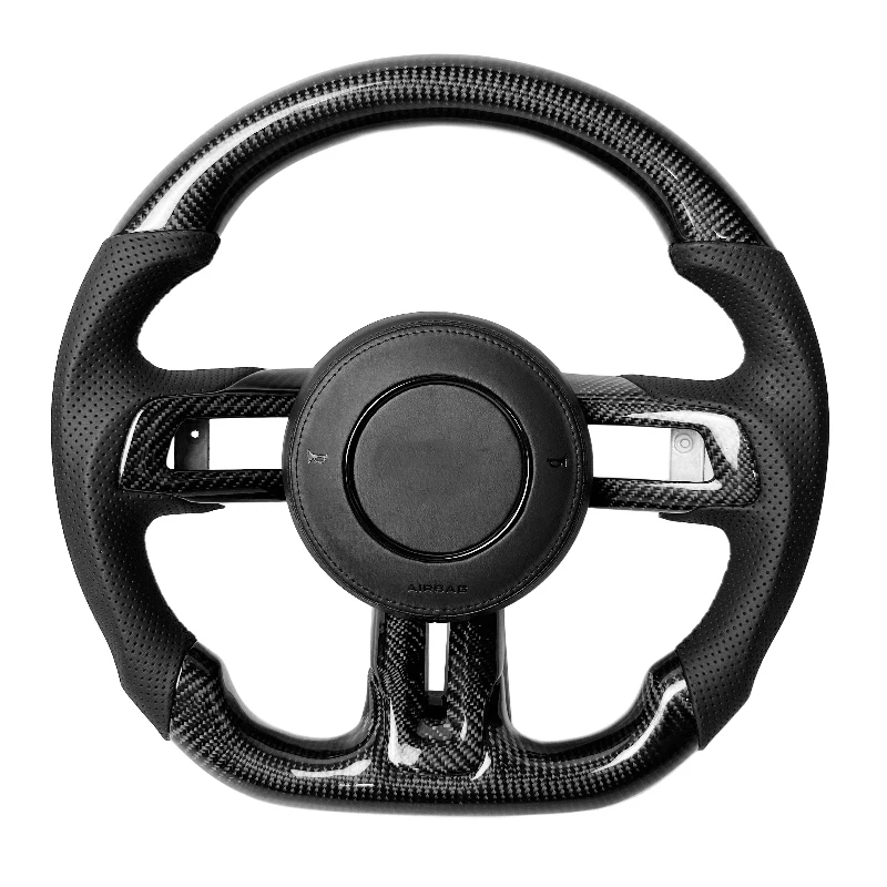 Carbon Fiber Steering Wheel For Ford Mustang 2018 2019 2020 2021 2022 2023 GT Shelby Steering Wheel Perfoeated Leather