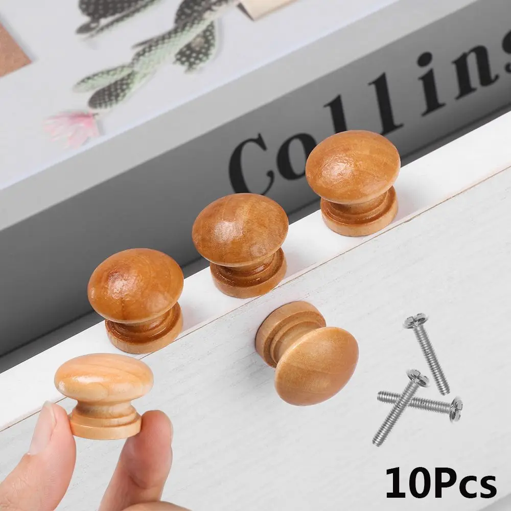 10pcs New Hardware Round Shape Cabinet Furniture Fitting Wardrobe Pulls Cabinet Pulls Natural Wooden Drawer Knob Door Handle