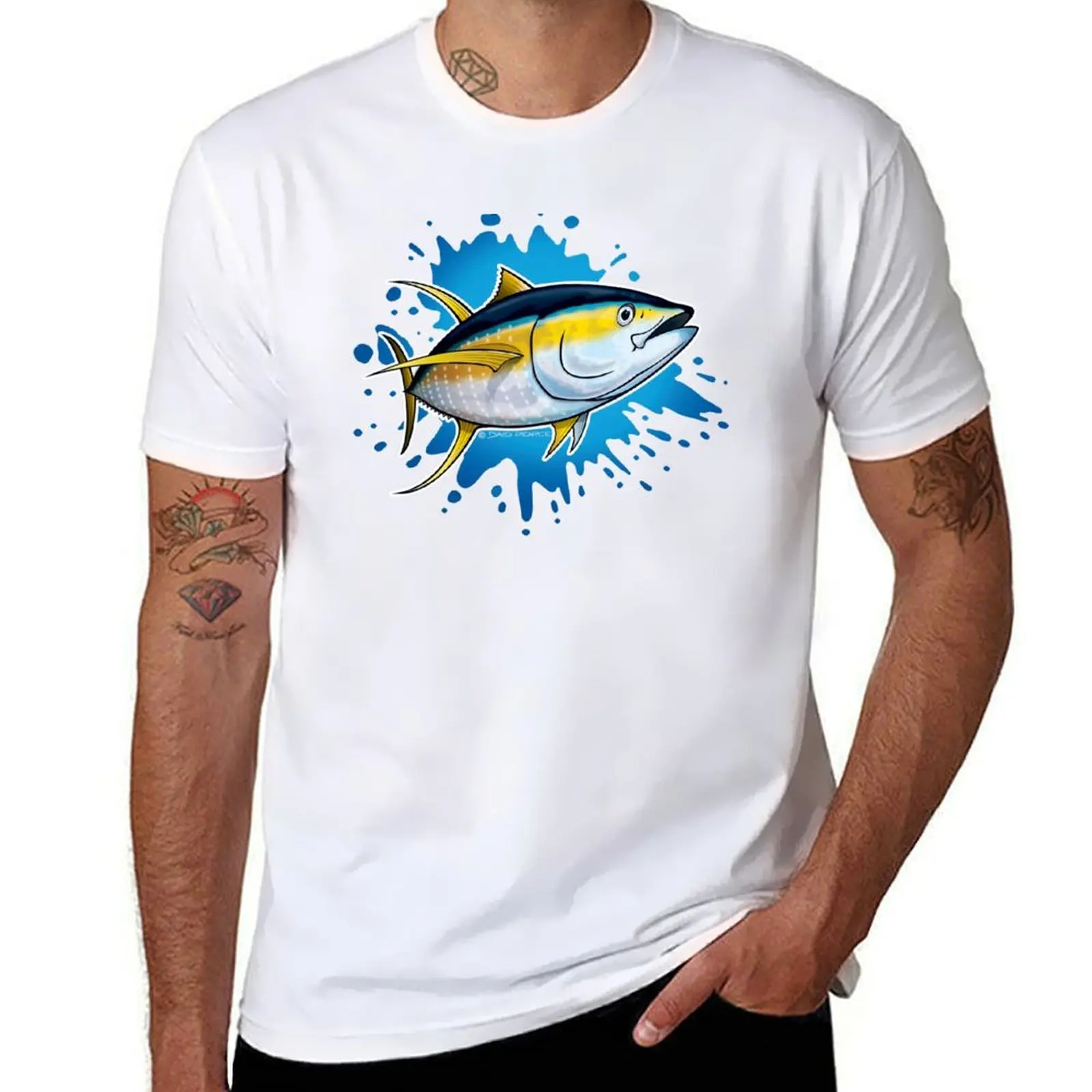 

Yellowfin Tuna Splash T-Shirt t shirts for man graphic tees black cotton t-shirt plain for man package T-Shirt