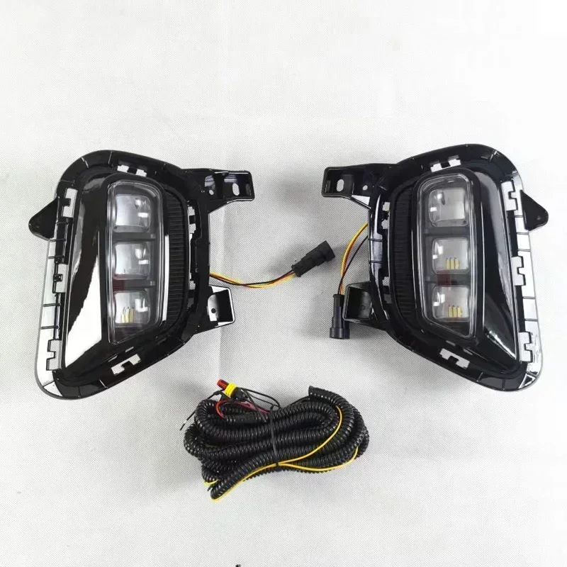 

Car LED DRL 12V Daylights For Kia Sonet 2020 2021 Yellow Turn Signal Daytime Running Headlamps Auto Driving Lamp Foglamps
