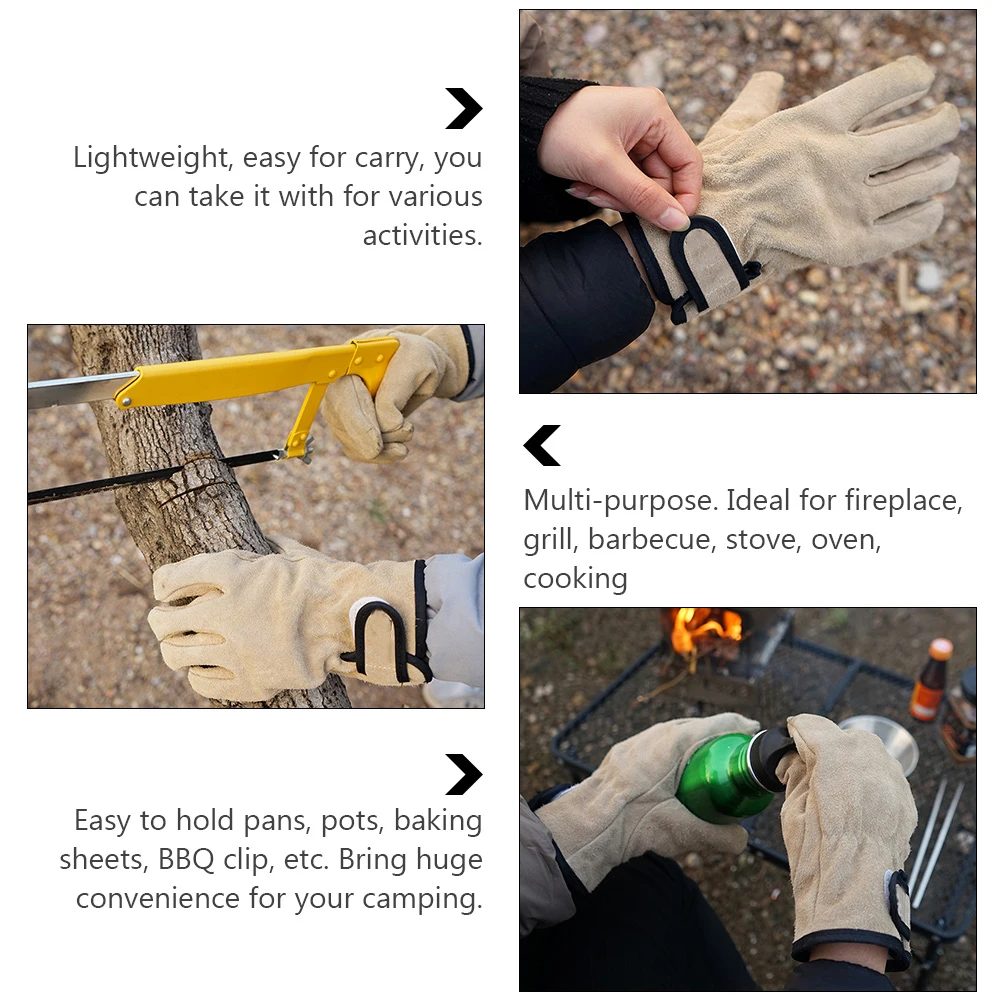 1 paio di guanti resistenti al calore per cucinare, grigliare, barbecue, cottura, campeggio, forno all'aperto, uso in giardino, protezione leggera