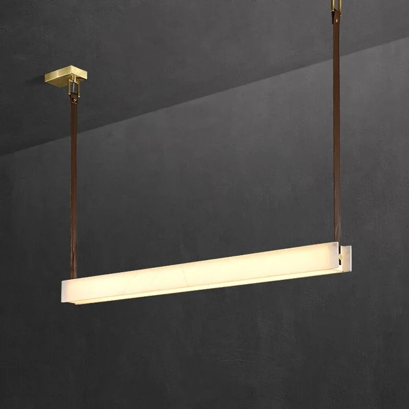 Italian Style Spanish Marble Chandelier Right Angle Stone Hanging Lamp for Villa Living Room & Luxury Interior