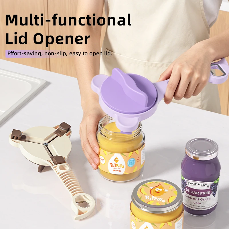 Multi-functional Bear Shape Lid Opener, Adjustable 1-3.5in Jar Bottle Can Opener, Easy Grip Manual Opener for Kitchen, 3 Colors
