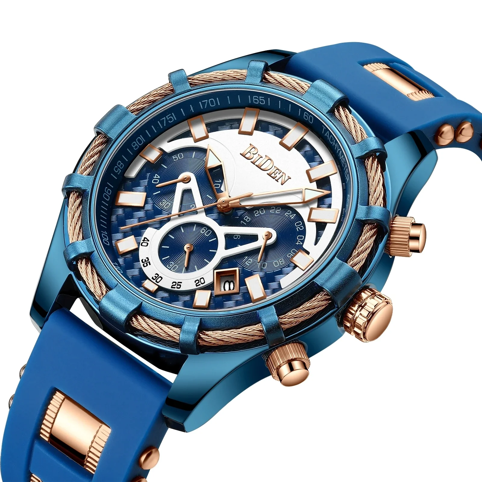 

BIDEN Premium Brand Luxury Men's Fashion Silicone Waterproof Quartz Stone Casual Fashion Men's Clock