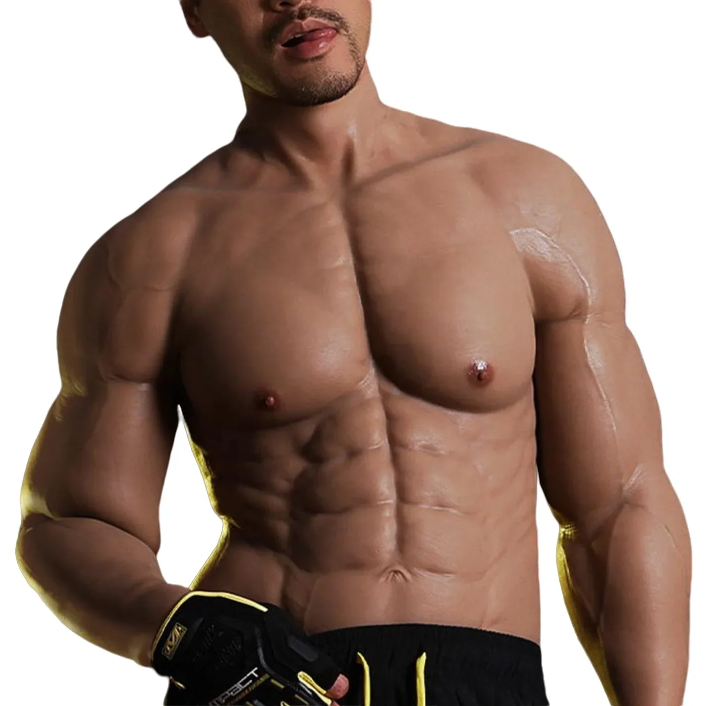 

Upgraded Silicone Muscles Artificial Abdominal Vest Suit Including Silicone Arm and Chest Rubber Muscle Suit for Masquerade