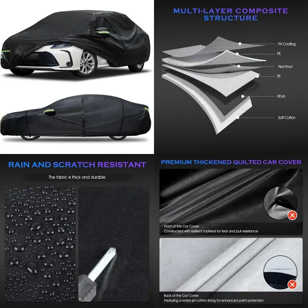 

Custom Fit Car Cover for 2000-2025 Honda Civic, 6-Layer Protection Against Elements, All-Weather Outdoor Cover, Black