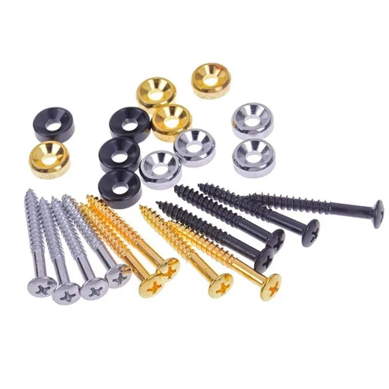 4PCS Guitar Neck Mounting Ferrules and Screws Electric Guitar Neck Mounting Ferrules/Bushings and Screws Black Guitars Basses