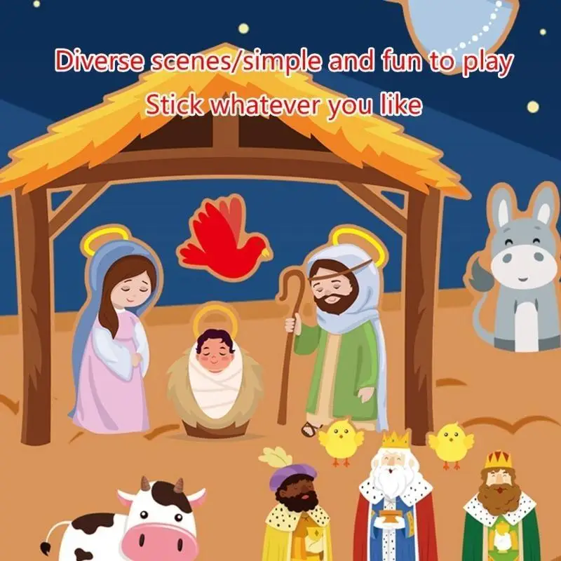 37ME Nativity Scene Stickers Ornament  Religious Party Games Activities for Christmas