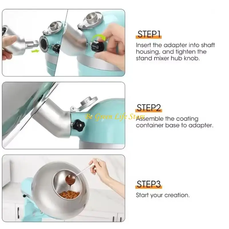 M7DF Efficient Chocolate and Candy Coating Attachment Suitable for 4.5QT 5QT Mixers Stainless Steel Texture