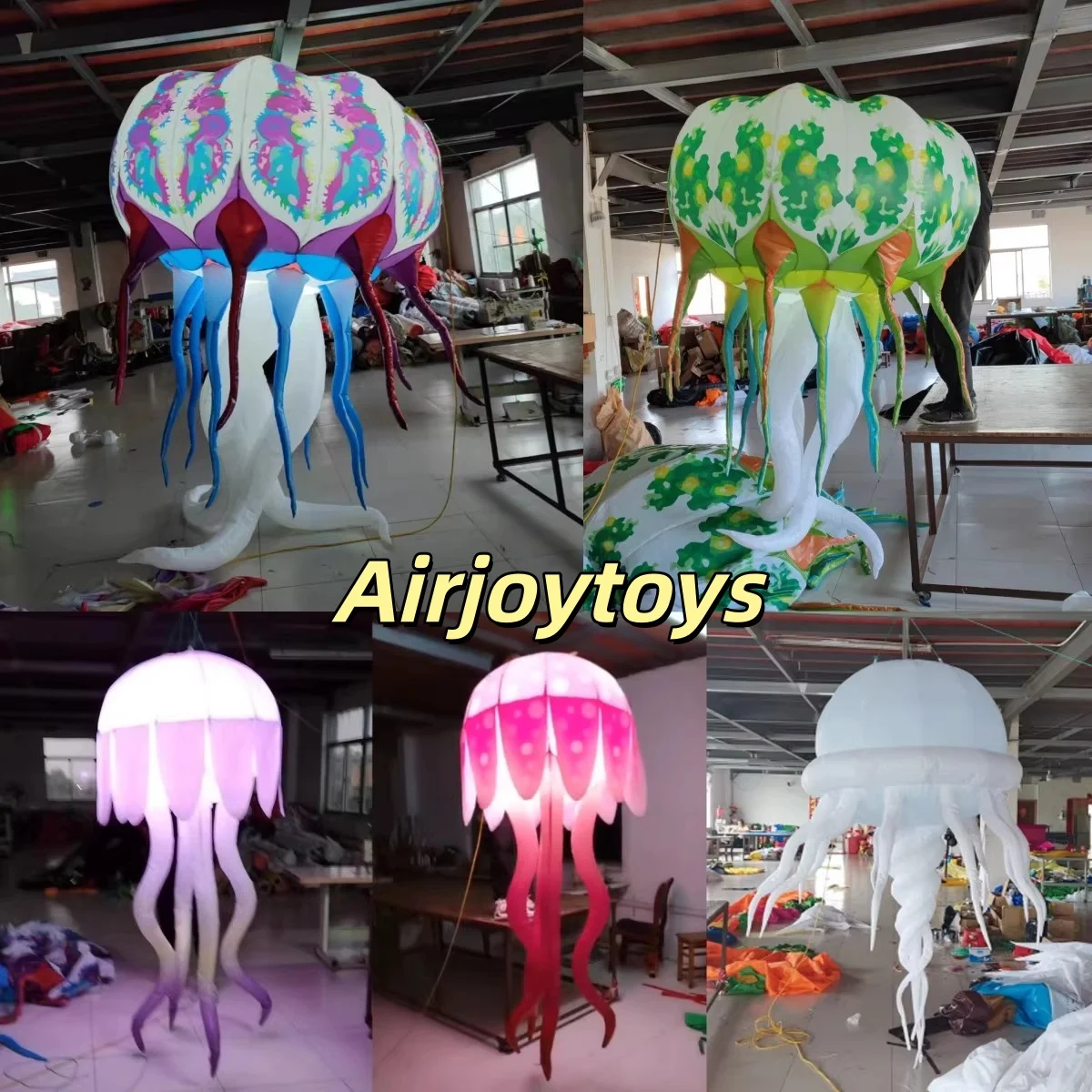 แมงกะพรุนเป่าลมเรืองแสงหลากสีสัน ไฟ LED ตกแต่งบาร์รูปดาว ของตกแต่งเวที โมเดลลม โคมไฟระย้า รับสั่งทำ