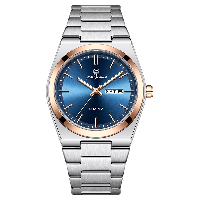 PAAZOMU Mode heren quartz horloge roestvrij staal waterdicht lichtgevende man horloge chronograaf datum multifunctionele horloges voor heren