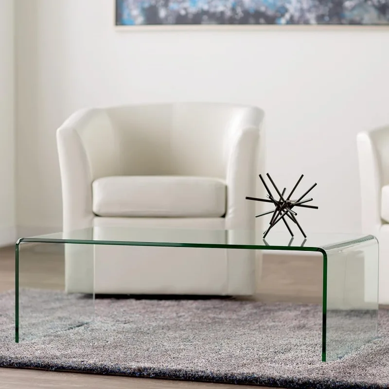 Glas Couch tisch für Wohnzimmer, klarer Couch tisch mit 0,47 Zoll gehärtetem Glas, kleiner moderner Couch tisch.