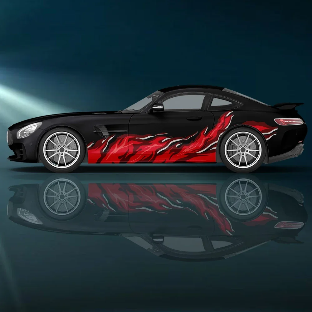 

Flame color graphics Car Side Sticker Vinyl Paper Racing Wrapping Design Painting Printing Itache Self-Adhesive Car Decal