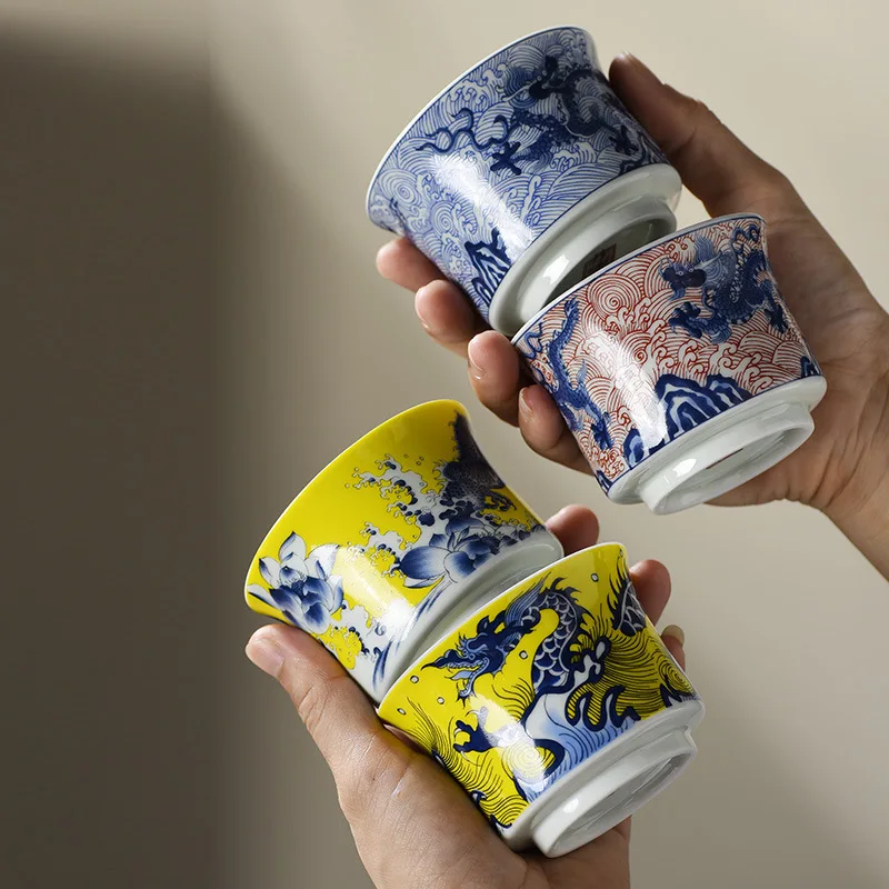 Unglazed Lamb Fat Jade Master Cup Ceramic Tea Cup Engraved Zodiac Surname Tasting Cup Personal Single Cup Wholesale