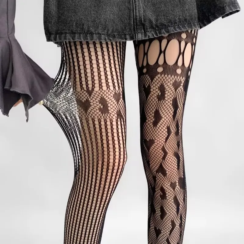 women's pantyhose sexy stockings heart shape tights new model fishnet stocks lace hollow japanese style jk stocks