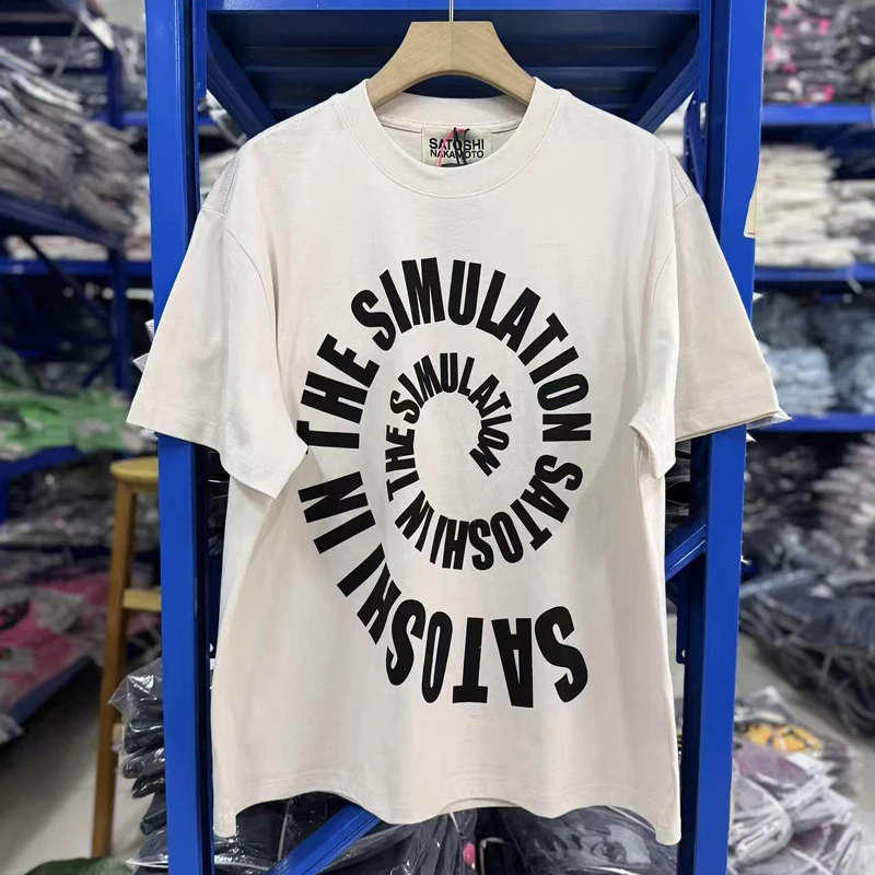 Men Women Satoshi Nakamoto T Shirt Spiral Graphic Tee Simulation Letter Print Short Sleeve Streetwear Hip Hop Unisex Casual Tops