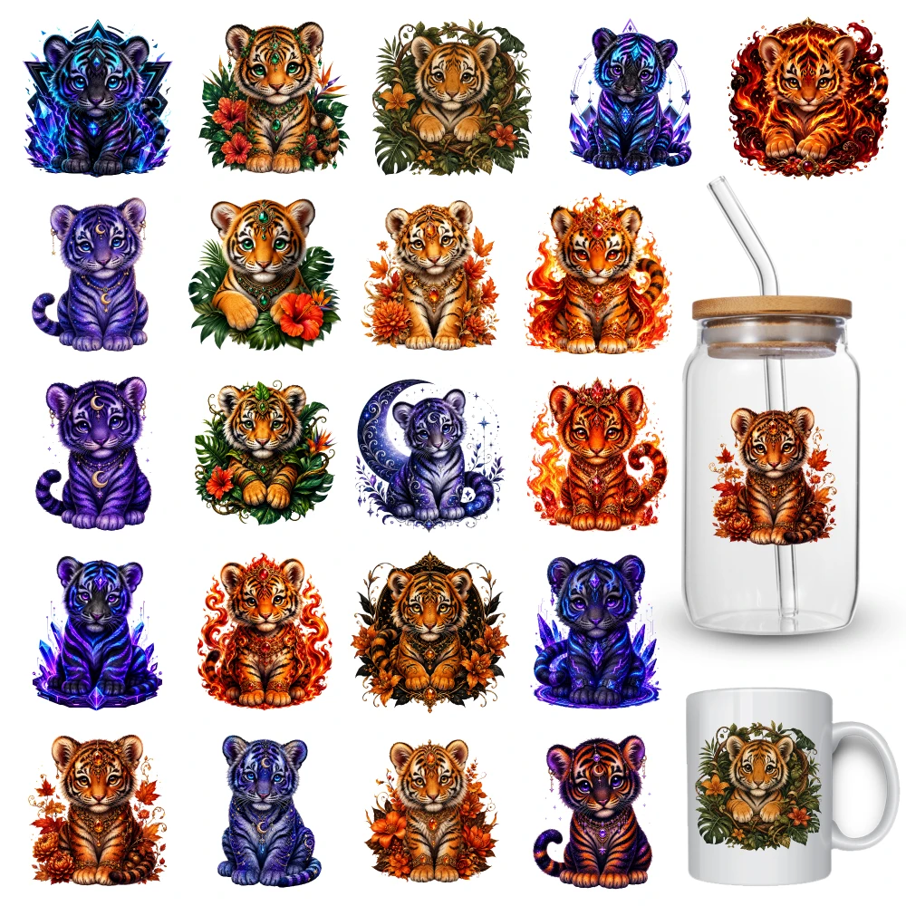 6 Pcs Tiger Cub Iron on Transfers Washable heat transfer stickers for clothing, T-shirts, jeans, backpacks, hats, pillows. DTF