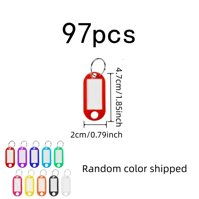 Random Color Assortment Blank Luggage Tags, 97 pcs, Travel Luggage ID, Clear Information Display for Hotel Room Number Tags