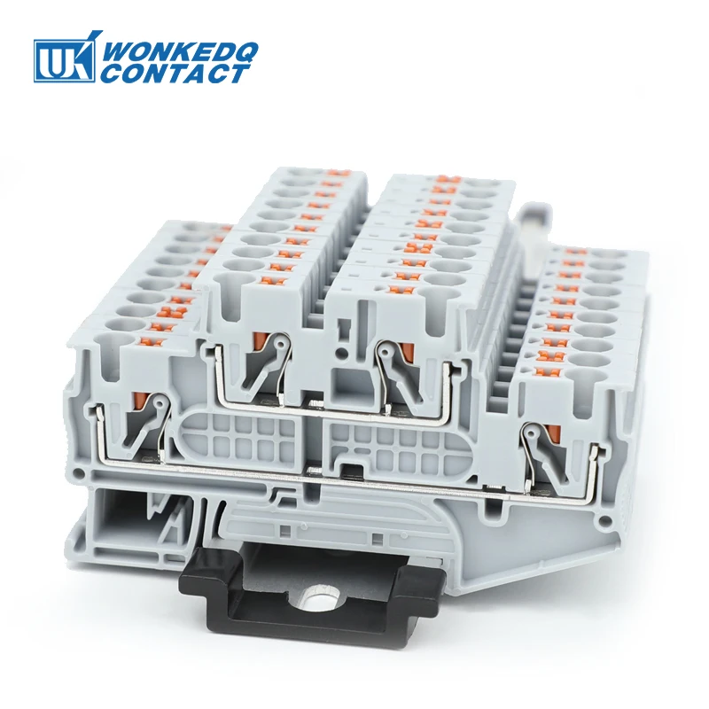 PTTB 4 Din Rail Terminal Block 4mm² 2 Level Push-in Cable Wire Connector Electrical Double Layer PTTB4