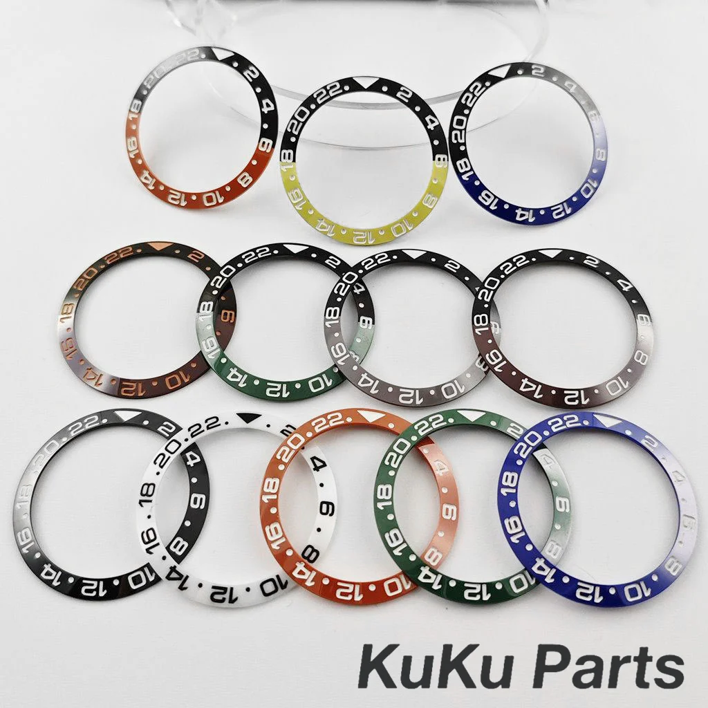 NH35 38MM Sloping GMT Diving Ceramic Bezel Watch Insert Watch Replace Watch Bezel Inserts Ring NH35 NH36 NH34 SUB Watch Part