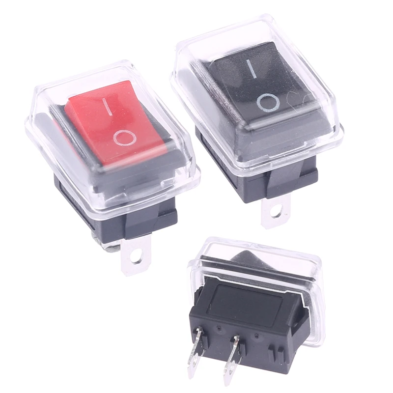 5Pcs Black Push Button Mini Switch 2Pin Snap-in On/Off Rocker Switch With Waterproof Cover