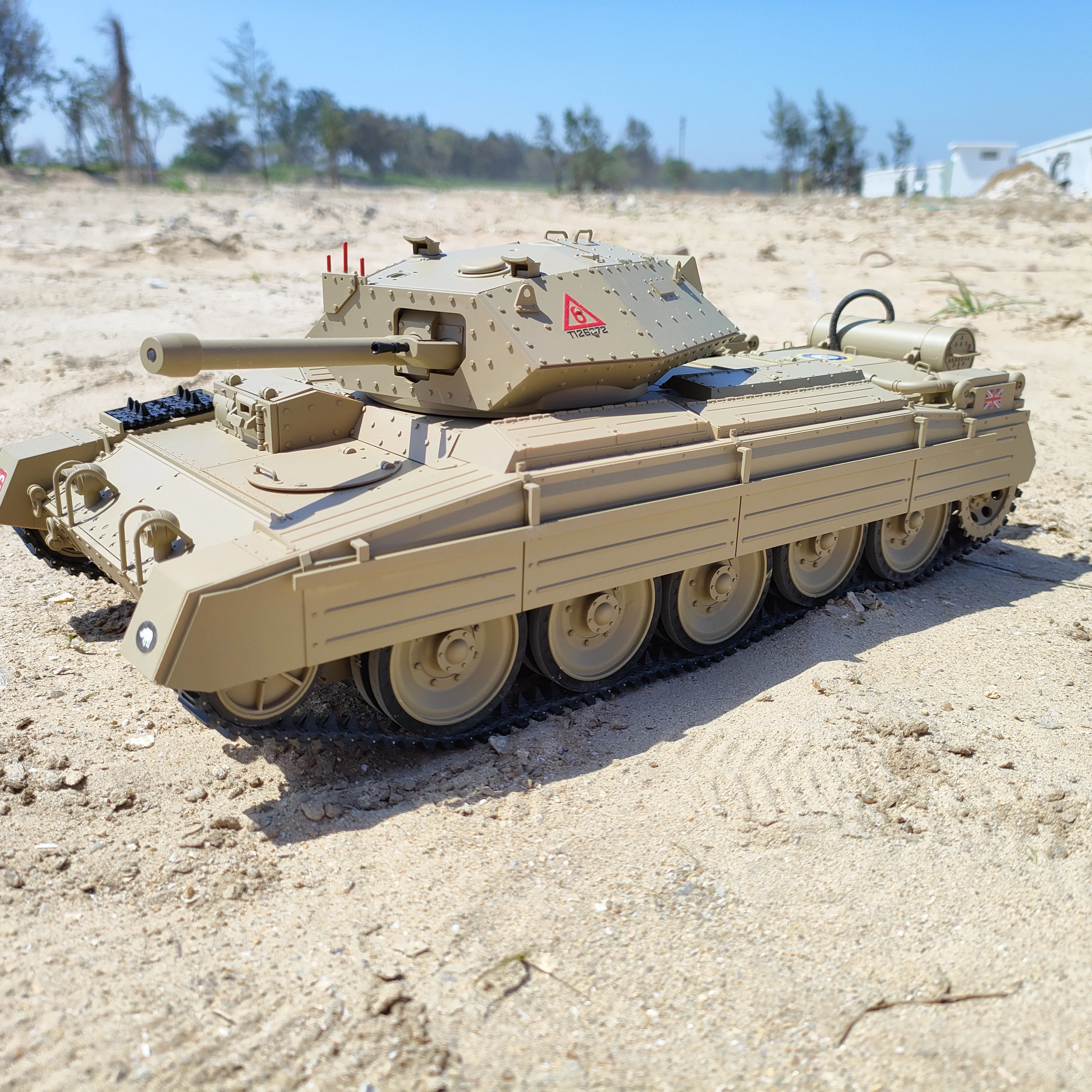 1/16 G2078 RC 탱크 영국 십자군 탱크 사운드 및 라이트 스모크 원격 제어 탱크 (연막 터렛 회전 360) °    탱크 모델