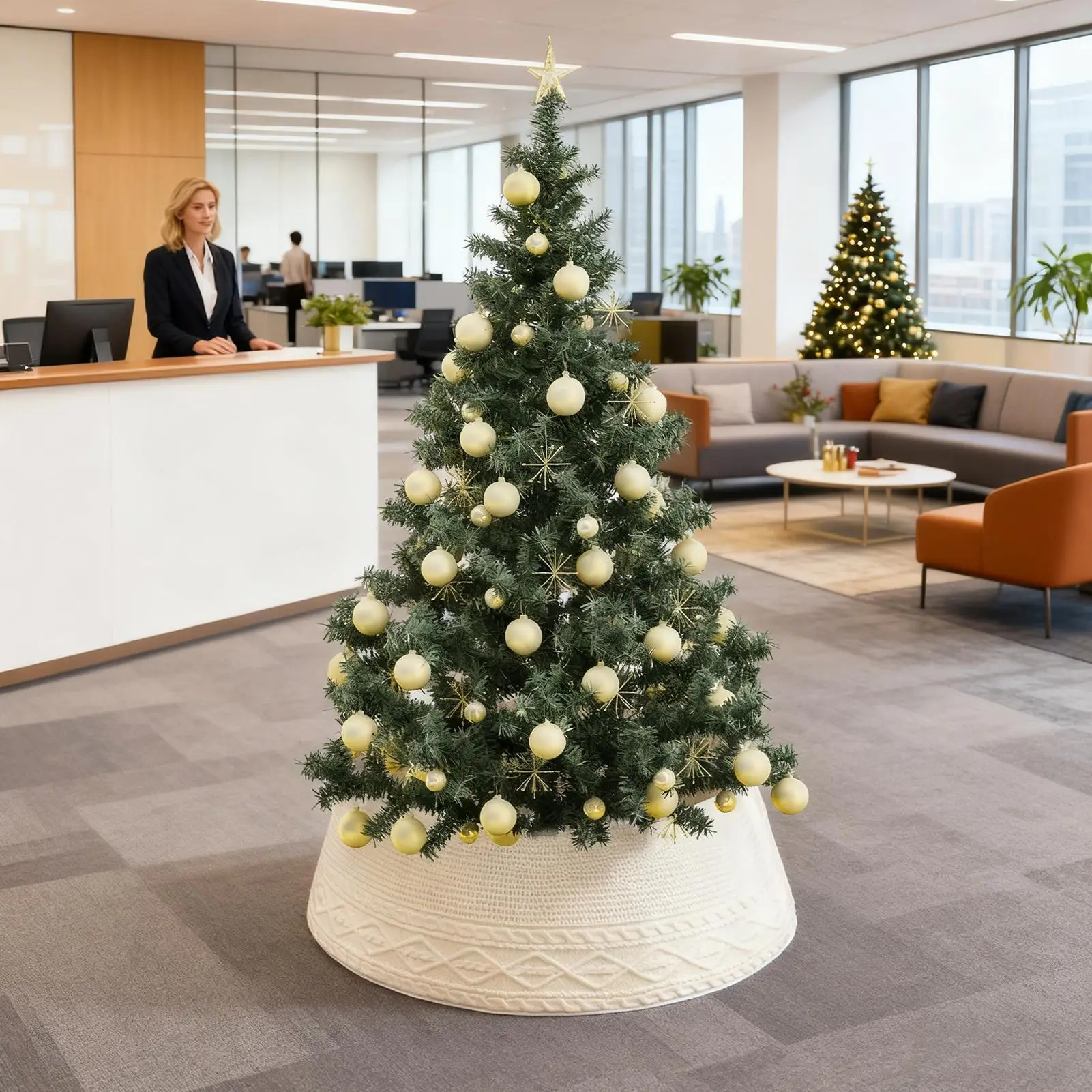 

Воротник в виде дерева, вязаное кольцо, кремовый воротник с ромбическими краями для карандашей, дерева для фермерского дома, дома, зимы, отдыха в помещении