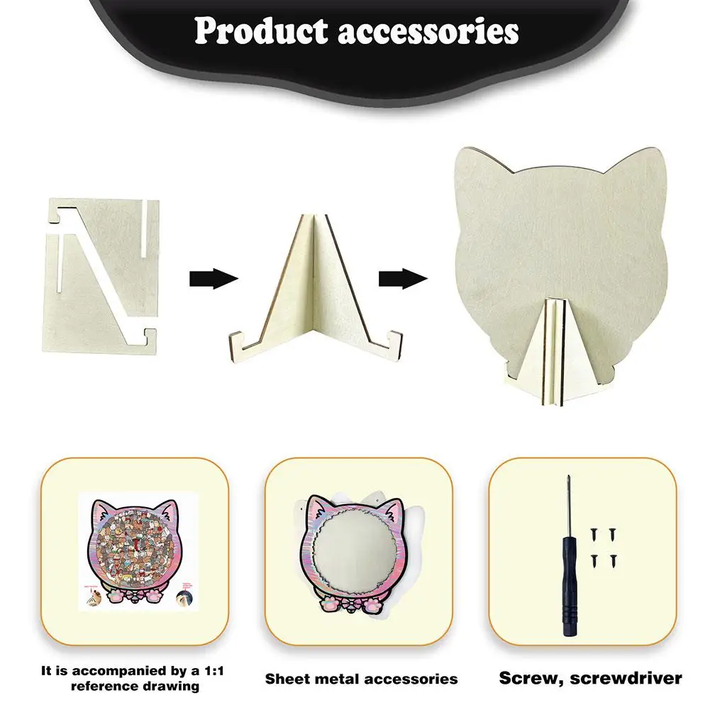 ตัวต่อจิ๊กซอว์ไม้รูปแมวสีโมรันดี 135 ชิ้น ของขวัญวันเกิด ของเล่นไม้เสริมพัฒนาการ