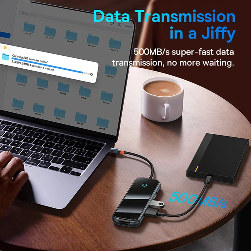 Imagem -03 - Baseus-estação de Acoplamento Usb c para Hdmi Tela Compatível com 4k @ 30hz 5gbps Usb c 3.0 Hub 100w pd sd tf Macbook Pro Air Ipad pc