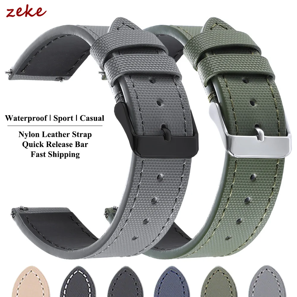 

20mm 22mm Waterproof Sailcloth Watch Straps for Omega for Blancpain Watches Men's Women's Nylon Leather Quick Release Watch Band