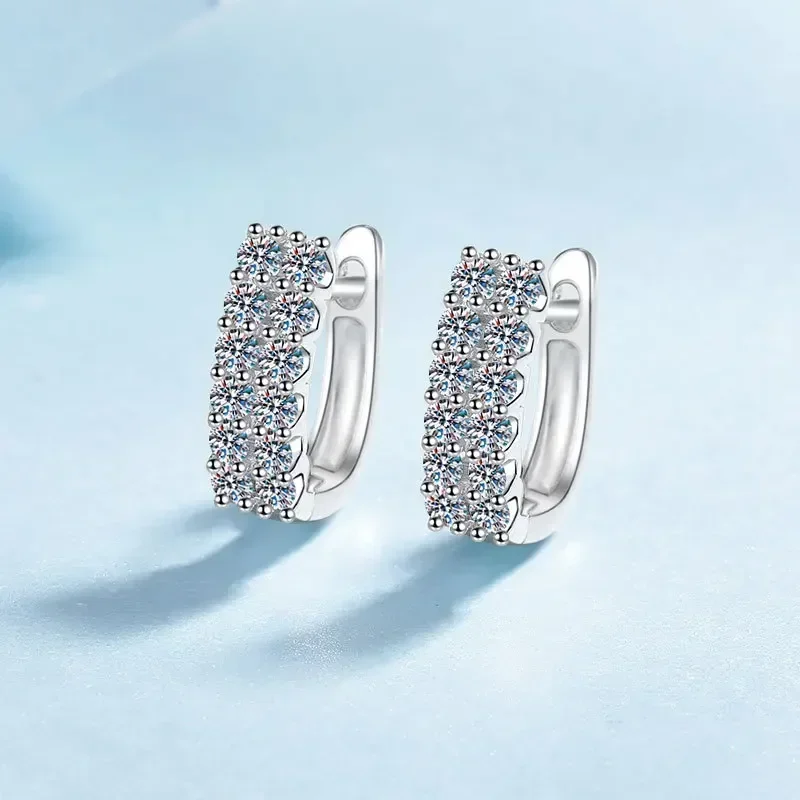 Platinum Pt950 Elegant Temperament of Choice Full of Diamonds Female Earring Jewelry, 0.72 Carat Moissanite Hoop Earrings